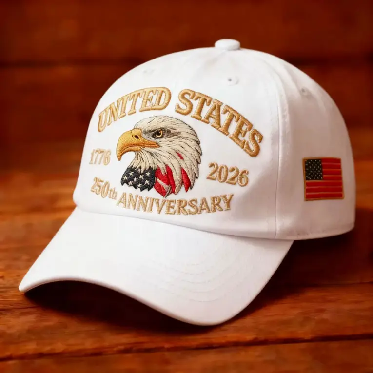 Cross-Border Veteran Eagle Cap Men White 250th Anniversary
