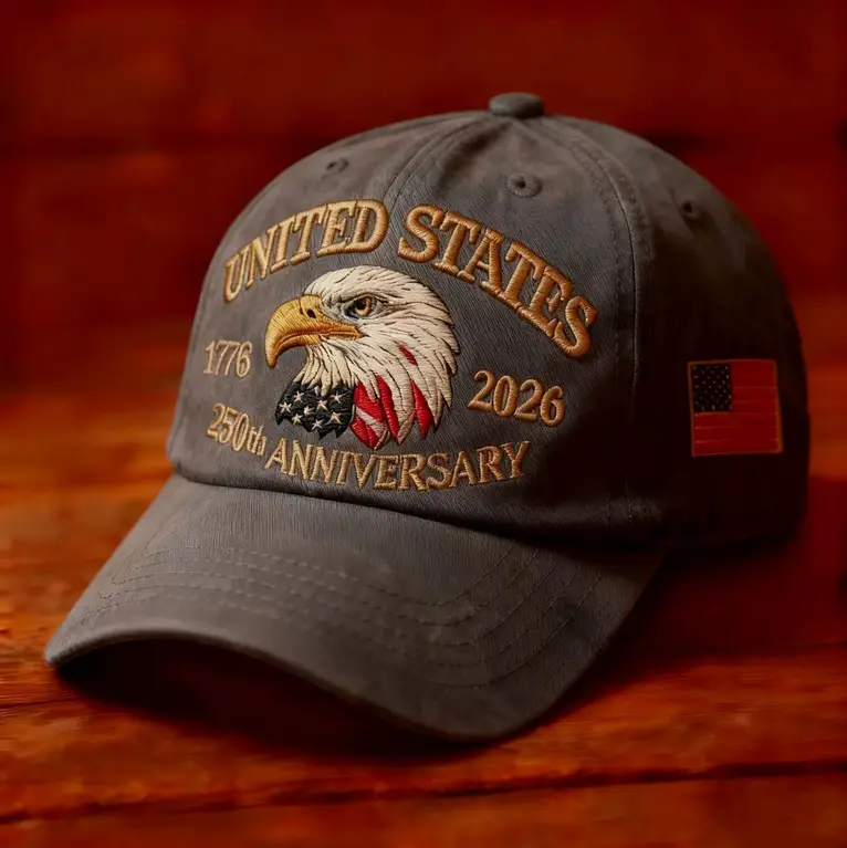 Cross-Border Veteran Eagle Cap Men White 250th Anniversary