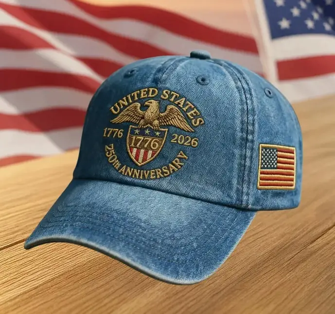 Cross-Border Veteran Eagle Cap Men White 250th Anniversary
