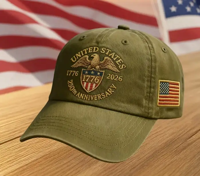 Cross-Border Veteran Eagle Cap Men White 250th Anniversary