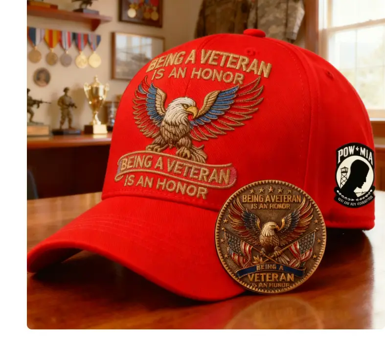Cross-Border Veteran Eagle Cap Men White 250th Anniversary