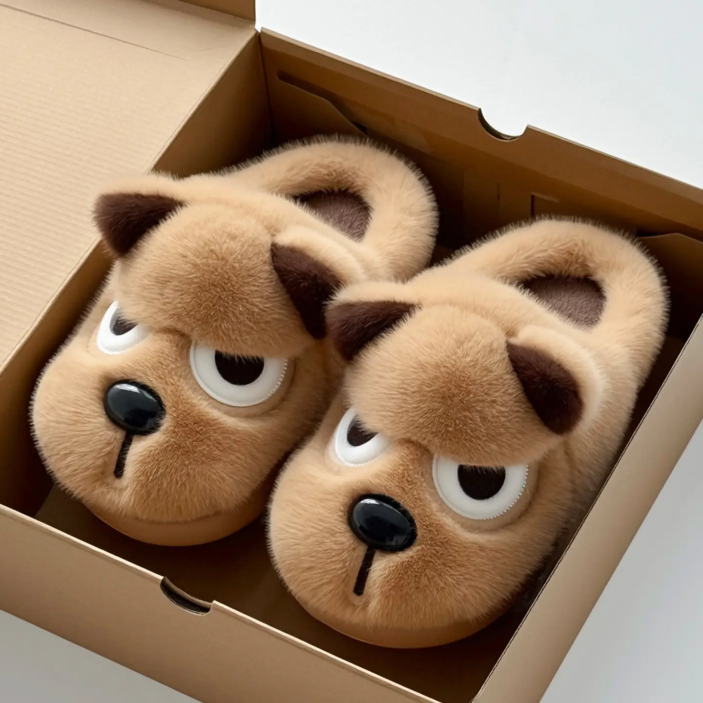 Angry Puppy Plush Cotton Slippers for Men Winter Warm Indoor Home - Image 5