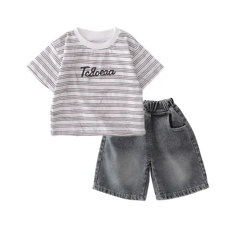 Striped Letter Baby Suit Boys Kids Summer T-Shirt 2026 - Image 5