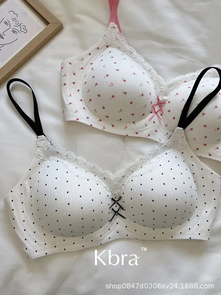 Lace Contrasting Floral Underwear for Women with Small Breasts, Push-Up and Side Breast Reduction, Seamless and Wire-Free Bra — feature 15
