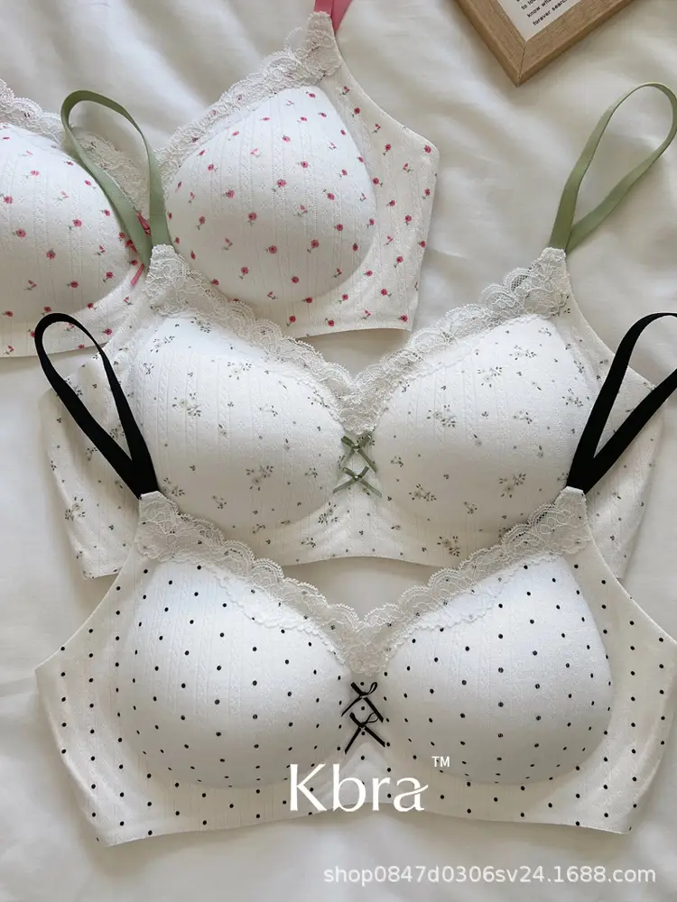 Lace Contrasting Floral Underwear for Women with Small Breasts, Push-Up and Side Breast Reduction, Seamless and Wire-Free Bra — feature 19