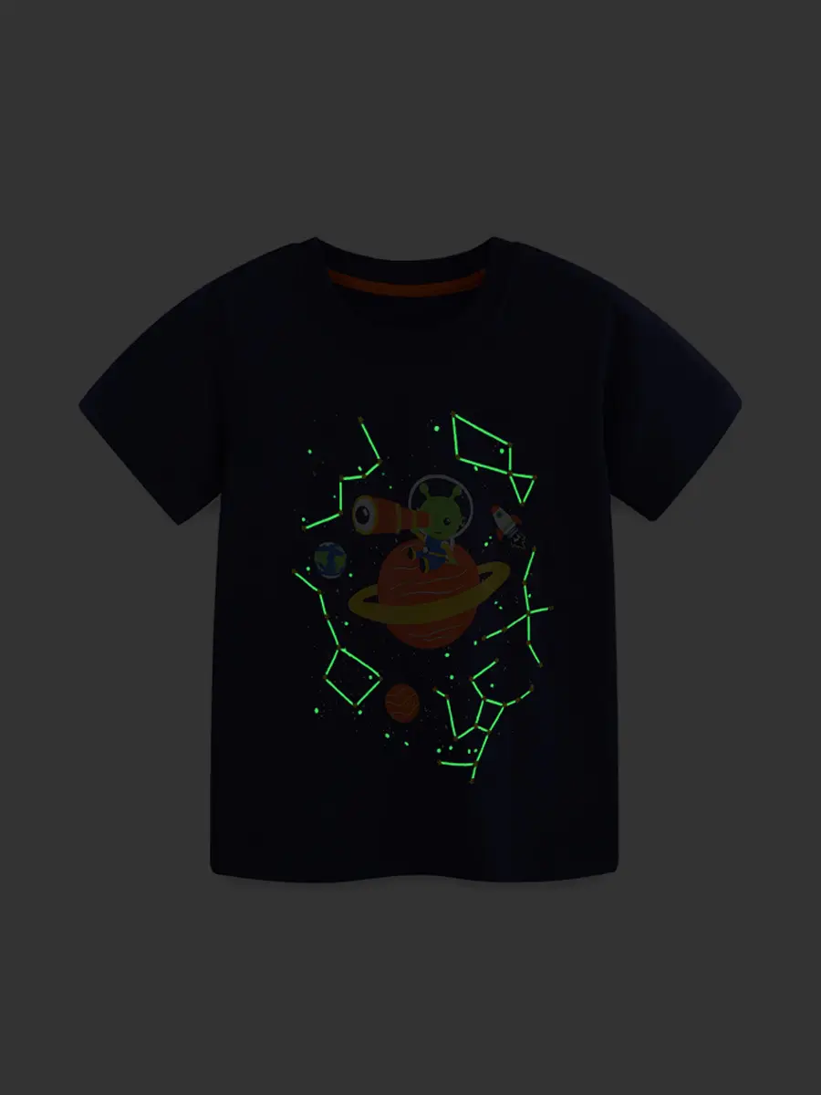 Kids Space T-Shirt Blue Round Neck Short Sleeve - Image 4
