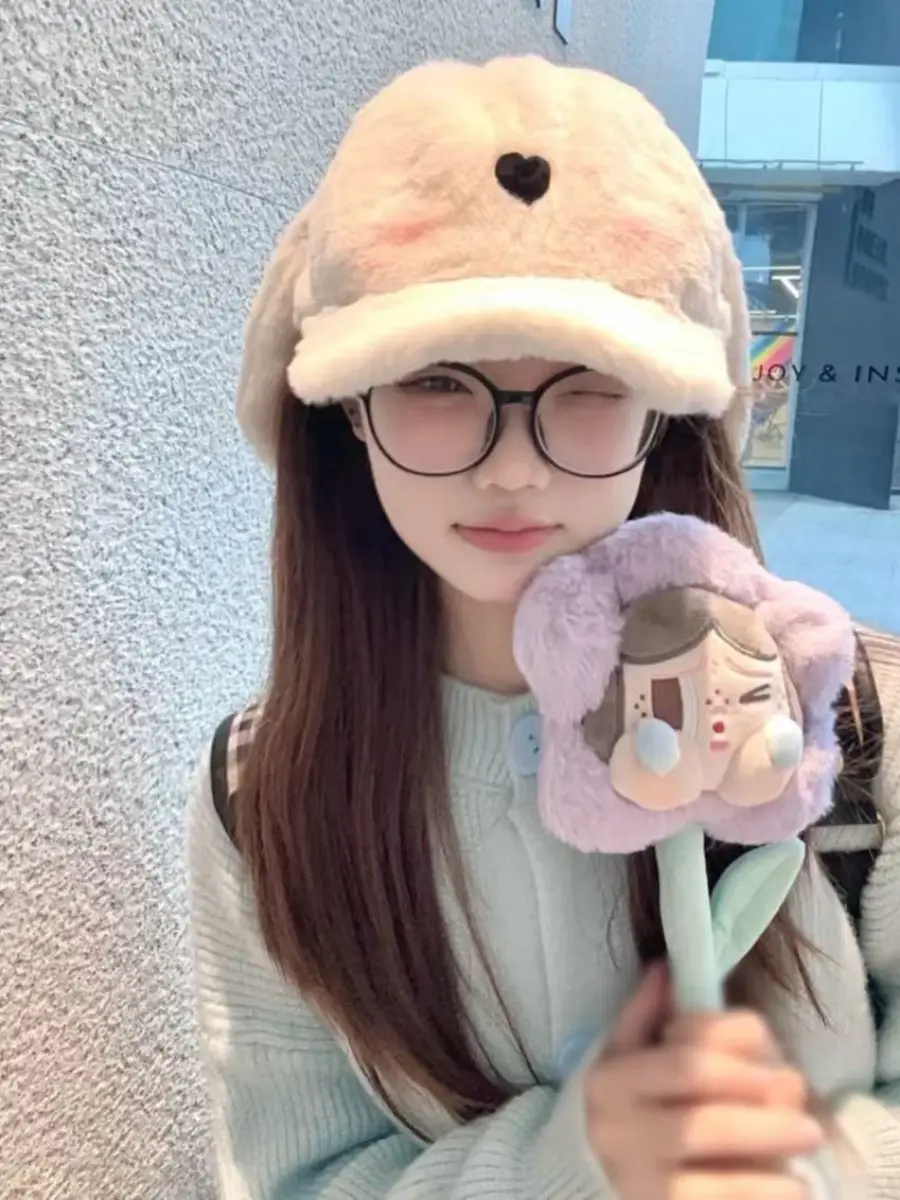 Gulu Rabbit Ears Stuffed Hat Female Cute Girly Heart Autumn and Winter Warm Baseball Cap Student Coldproof Peaked Cap — feature 2