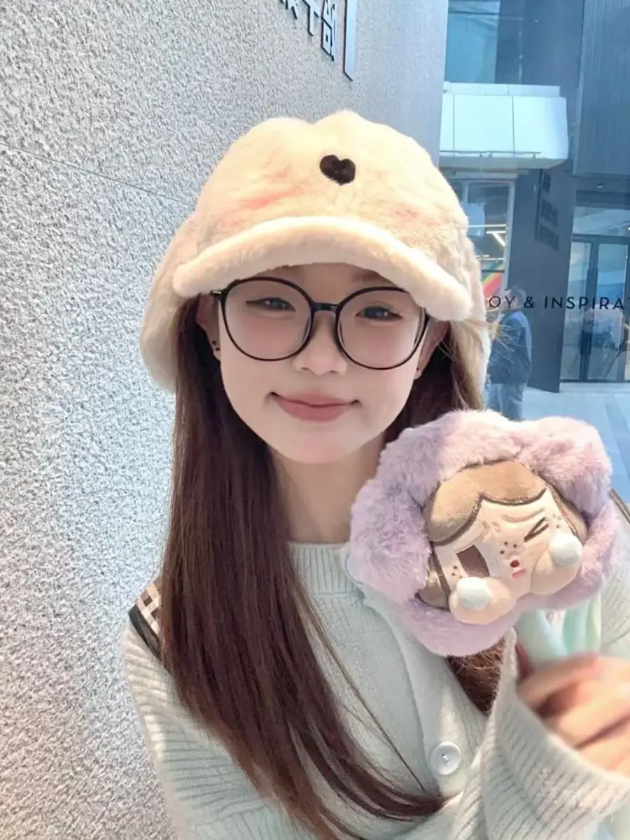Gulu Rabbit Ears Stuffed Hat Female Cute Girly Heart Autumn and Winter Warm Baseball Cap Student Coldproof Peaked Cap — feature 4