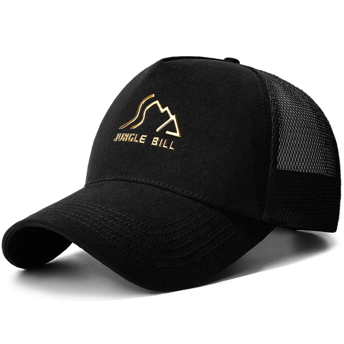 Men's Black Mesh Baseball Cap with Gold Logo - Image 7
