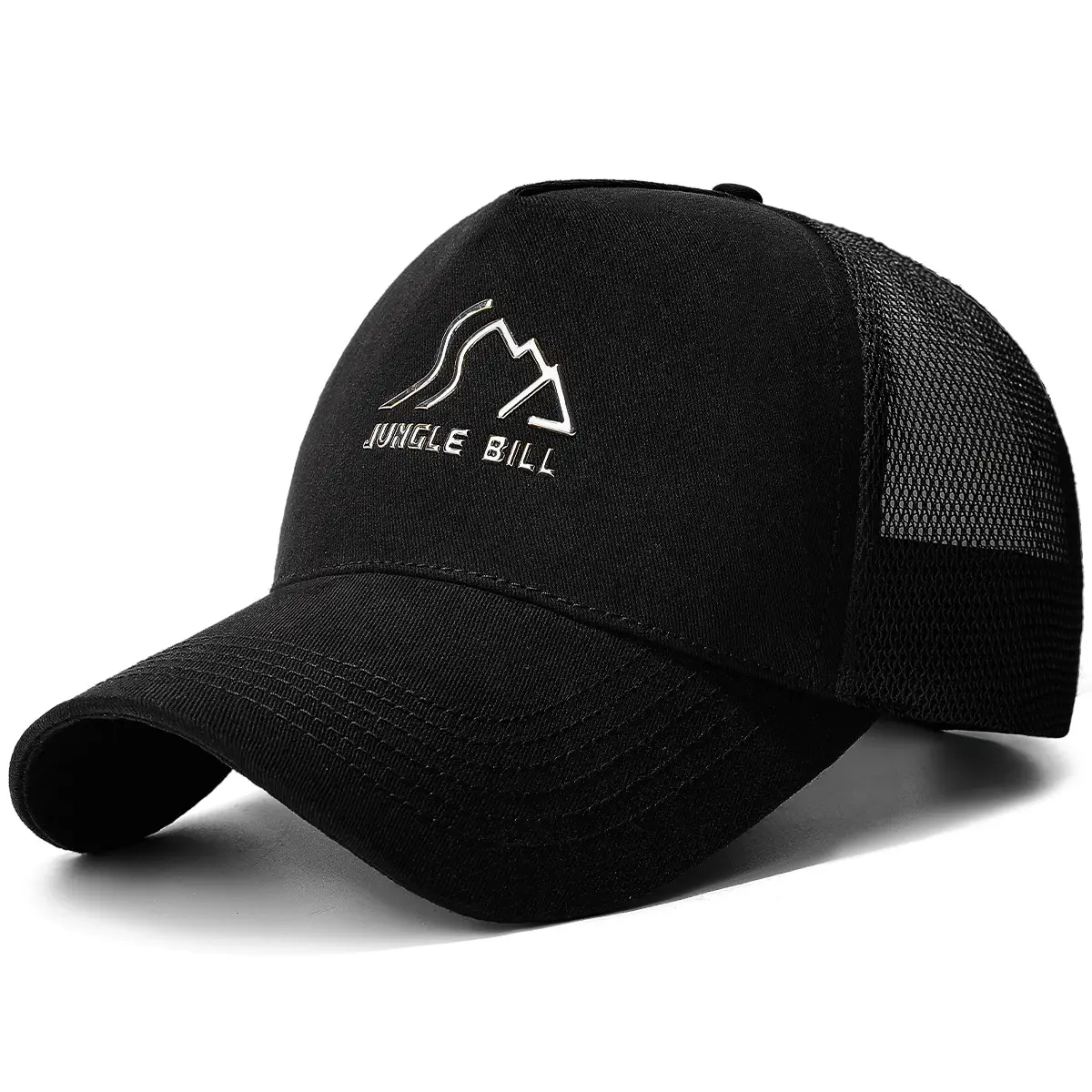 Men's Black Mesh Baseball Cap with Gold Logo - Image 2