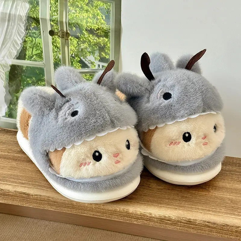Winter Plush Shark Slippers for Women Men - Image 3
