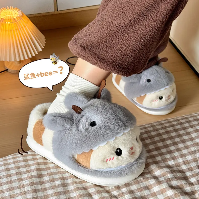 Winter Plush Shark Slippers for Women Men - Image 4
