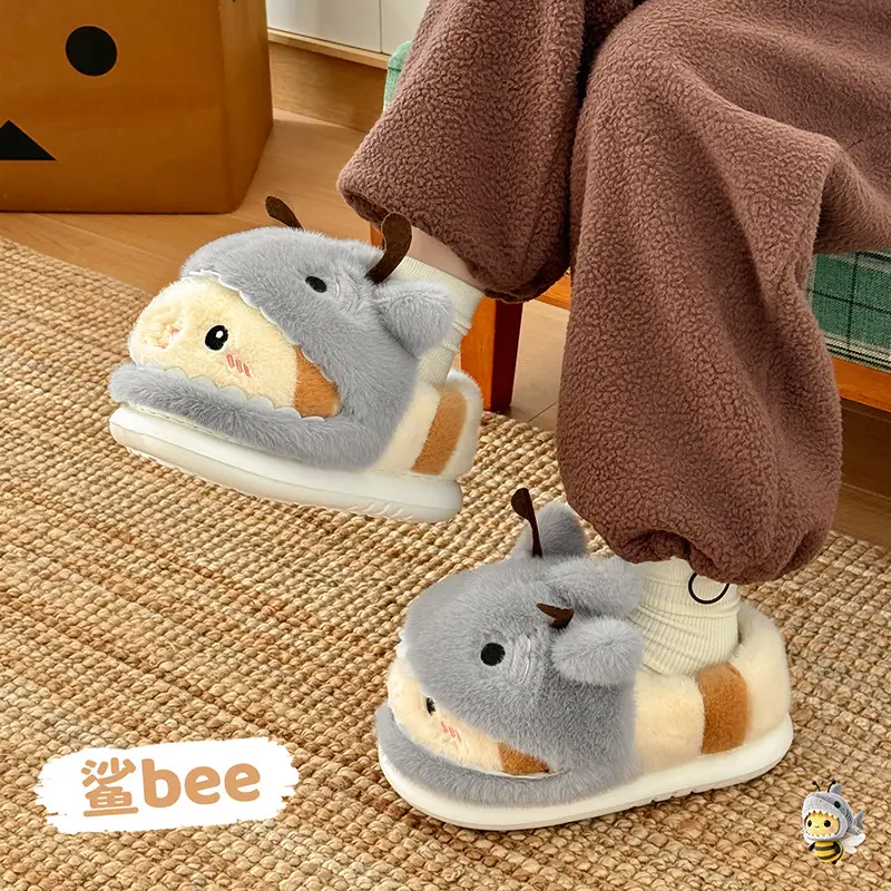 Winter Plush Shark Slippers for Women Men - Image 5