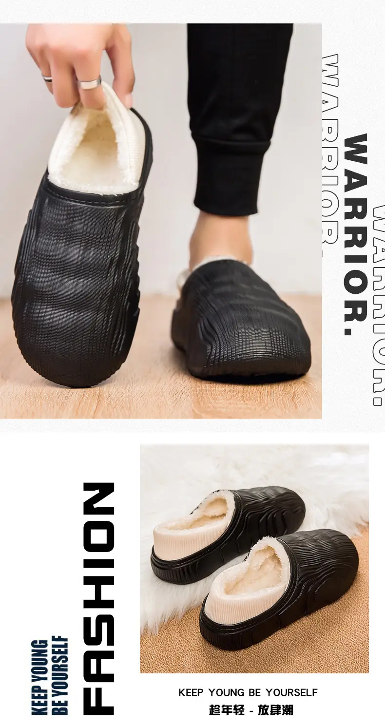 Men's Cotton Slippers with Heel Cover, Winter Indoor Home Slippers, Super Soft and Warm, Trendy Lazy Shoes, Cross-Border — feature 10