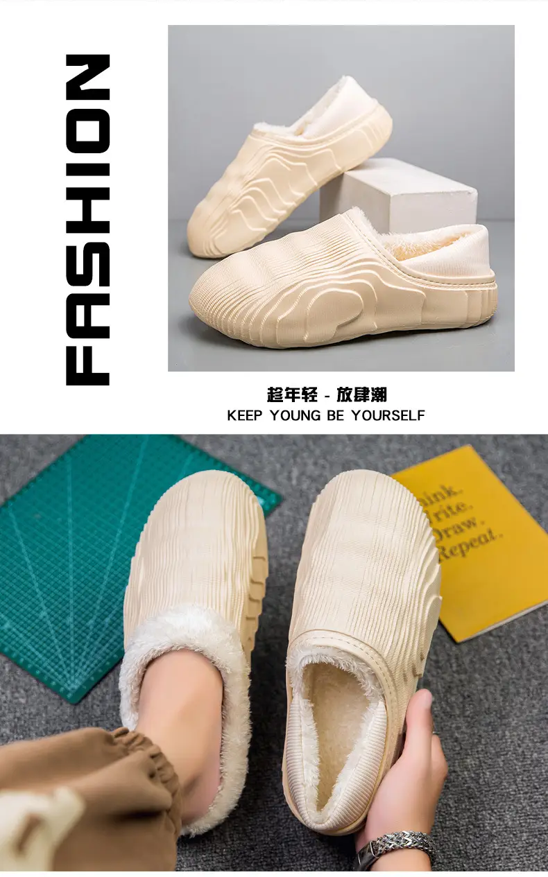 Men's Cotton Slippers with Heel Cover, Winter Indoor Home Slippers, Super Soft and Warm, Trendy Lazy Shoes, Cross-Border — feature 13