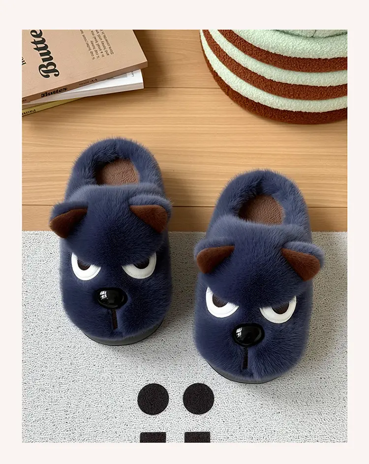 Funny Puppy Cotton Slippers Winter Warm Women's — feature 10