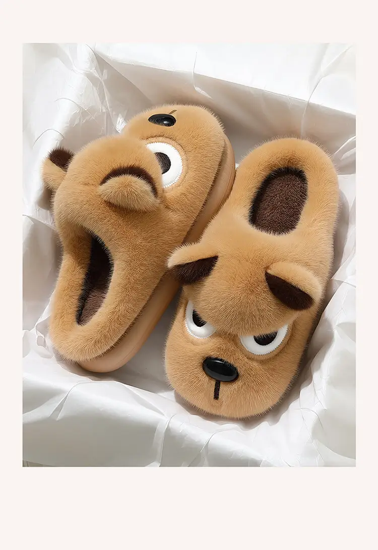 Funny Puppy Cotton Slippers Winter Warm Women's — feature 14