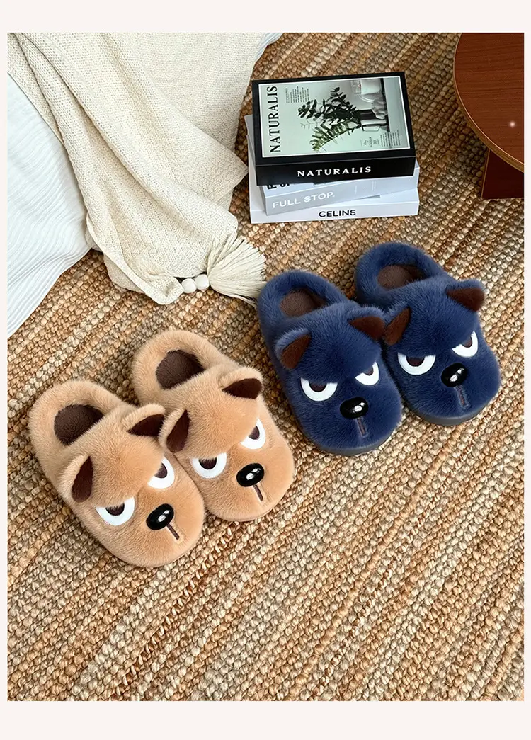 Funny Puppy Cotton Slippers Winter Warm Women's — feature 3