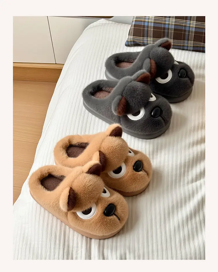 Funny Puppy Cotton Slippers Winter Warm Women's — feature 8