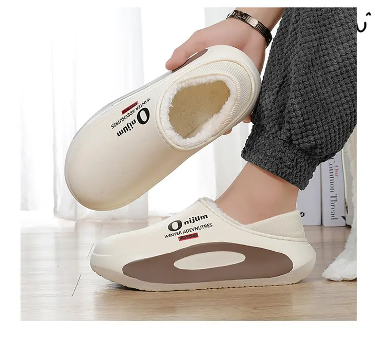 Men's Winter Cotton Slippers with Thickened Fleece Lining, Indoor Home Slippers with Closed Heel, Ultra-Soft, Waterproof, Non-Slip, and Warm Cotton Shoes — feature 10
