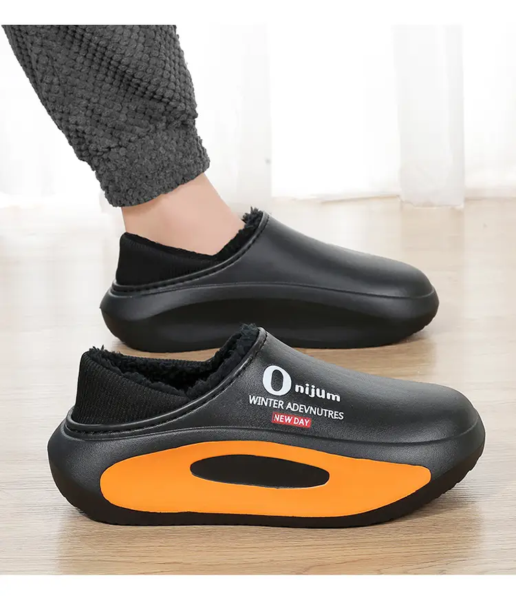Men's Winter Cotton Slippers with Thickened Fleece Lining, Indoor Home Slippers with Closed Heel, Ultra-Soft, Waterproof, Non-Slip, and Warm Cotton Shoes — feature 11