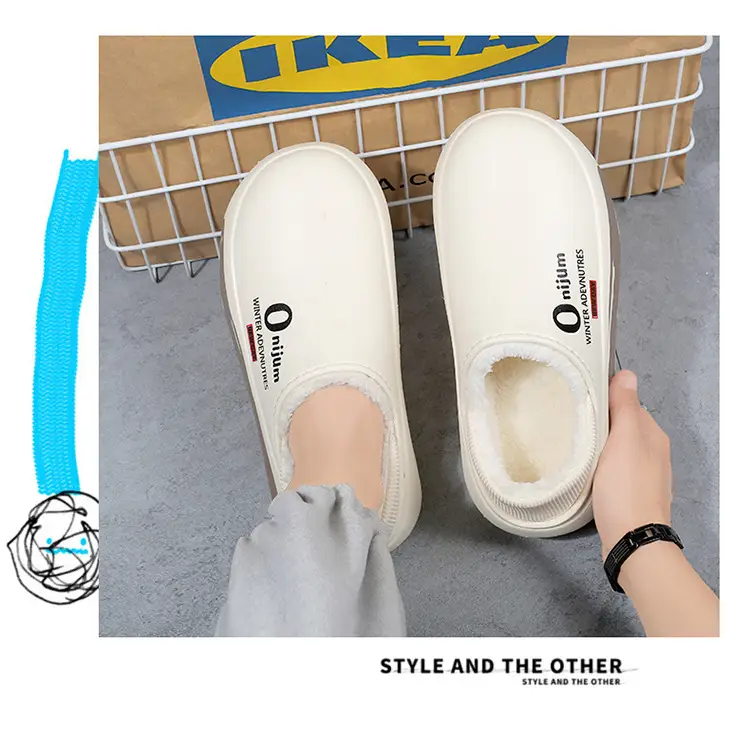 Men's Winter Cotton Slippers with Thickened Fleece Lining, Indoor Home Slippers with Closed Heel, Ultra-Soft, Waterproof, Non-Slip, and Warm Cotton Shoes — feature 6