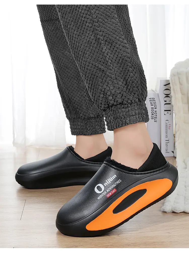 Men's Winter Cotton Slippers with Thickened Fleece Lining, Indoor Home Slippers with Closed Heel, Ultra-Soft, Waterproof, Non-Slip, and Warm Cotton Shoes — feature 7