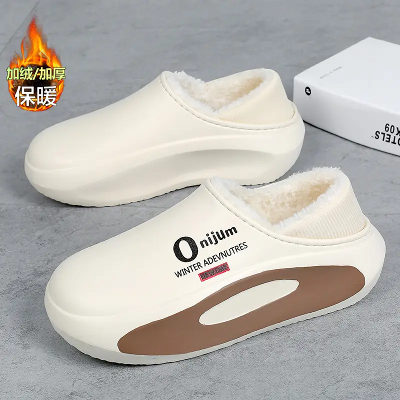 Men's Winter Cotton Slippers with Thickened Fleece Lining, Indoor Home Slippers with Closed Heel, Ultra-Soft, Waterproof, Non-Slip, and Warm Cotton Shoes - Image 2