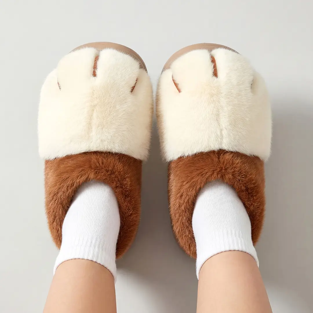 Thick-Soled Cat Paw Cotton Slippers for Women and Couples, Winter Indoor Home Slippers, Mid-Tube Plush Slippers for Outdoor Wear in Autumn and Winter for Men - Image 4