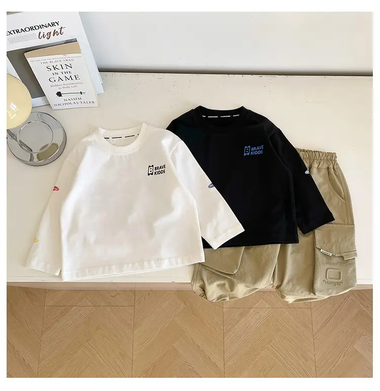 Kids T-Shirt Set Nausicaa Print Cotton Black White — feature 15