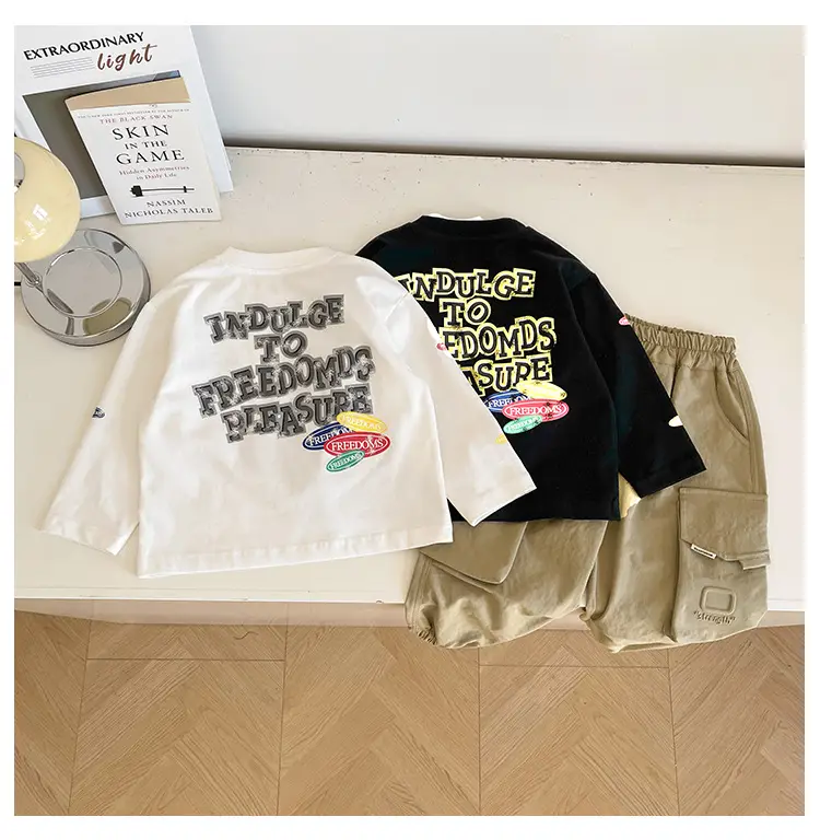 Kids T-Shirt Set Nausicaa Print Cotton Black White — feature 17