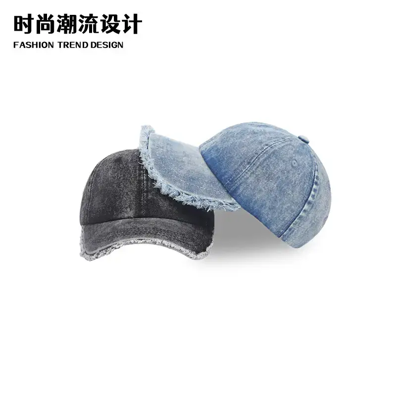 Denim Baseball Cap with Windproof Rope, Light Blue - Image 5