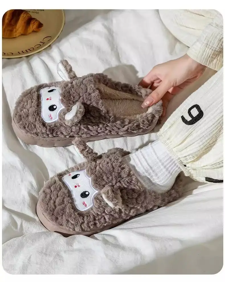 Cotton Slippers for Women, Autumn and Winter Cartoon Warm 2025 New Indoor Home Thick-Soled Non-Slip Furry Slippers for Men — feature 10