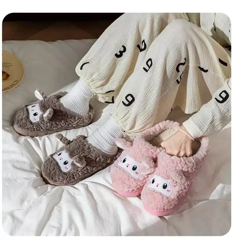 Cotton Slippers for Women, Autumn and Winter Cartoon Warm 2025 New Indoor Home Thick-Soled Non-Slip Furry Slippers for Men — feature 13