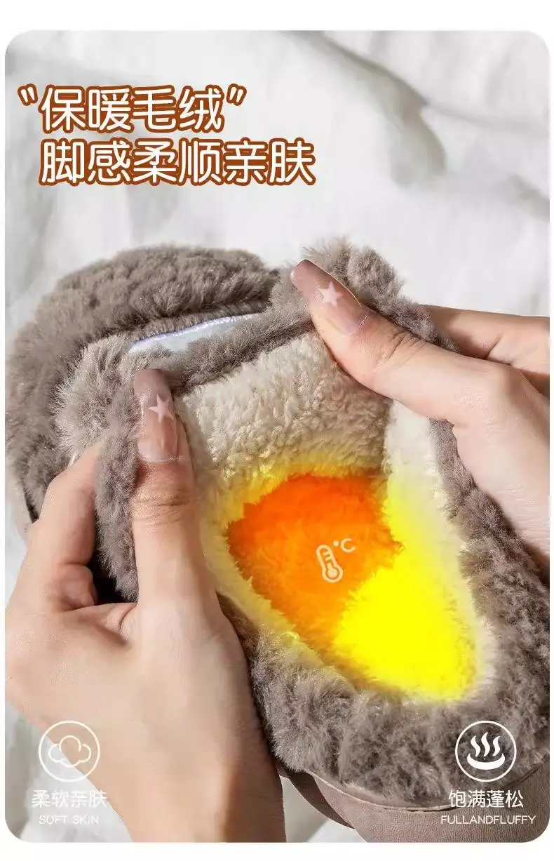 Cotton Slippers for Women, Autumn and Winter Cartoon Warm 2025 New Indoor Home Thick-Soled Non-Slip Furry Slippers for Men — feature 4