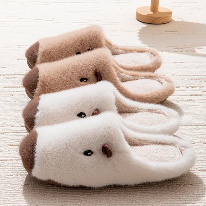 Kapibala Silent Slippers for Women Winter Cute Warm Home Indoor Non-Slip Couple Plush Wear-Resistant Slippers for Women Winter