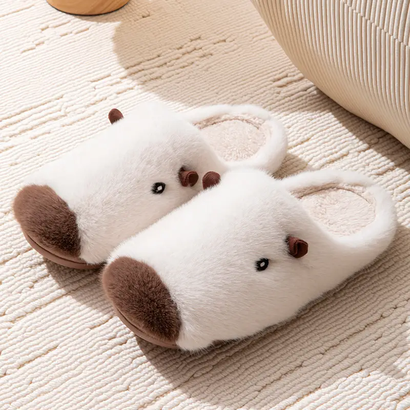 Kapibala Silent Slippers for Women Winter Cute Warm Home Indoor Non-Slip Couple Plush Wear-Resistant Slippers for Women Winter