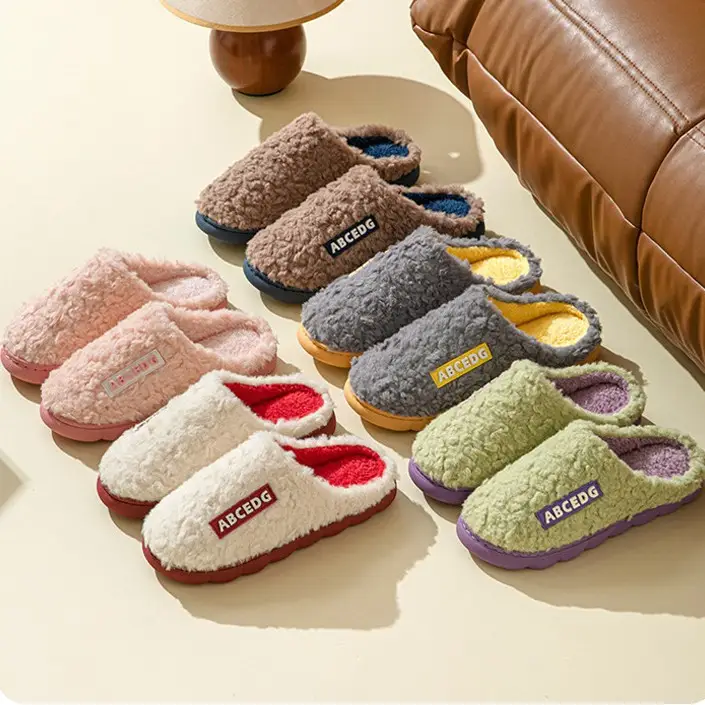 Amazon's New Cotton Slippers for Autumn and Winter with Heels for Home Indoor Use Thick-Soled Warm Home Furry Cotton Shoes for Women - Image 7