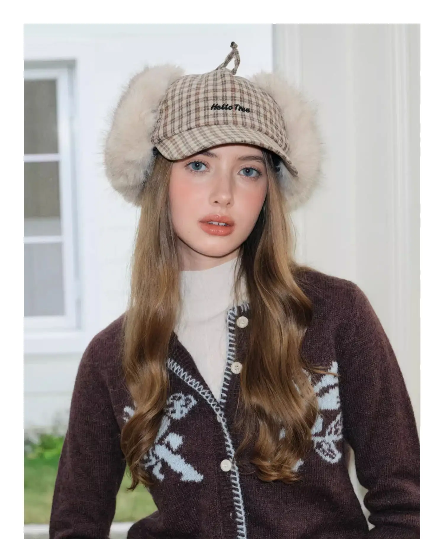 Women Plaid Earflap Cap Warm Winter Cap — feature 10