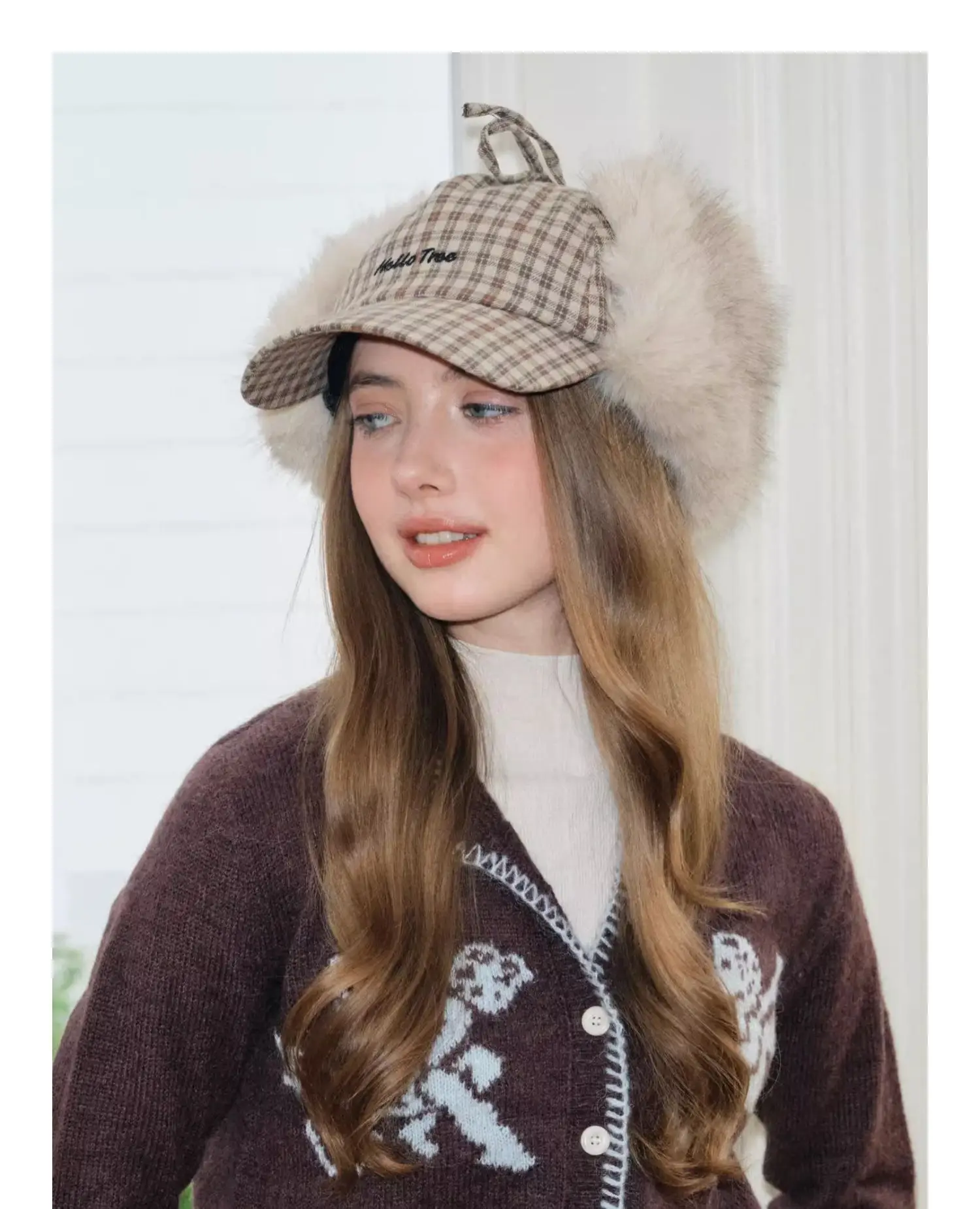 Women Plaid Earflap Cap Warm Winter Cap — feature 11