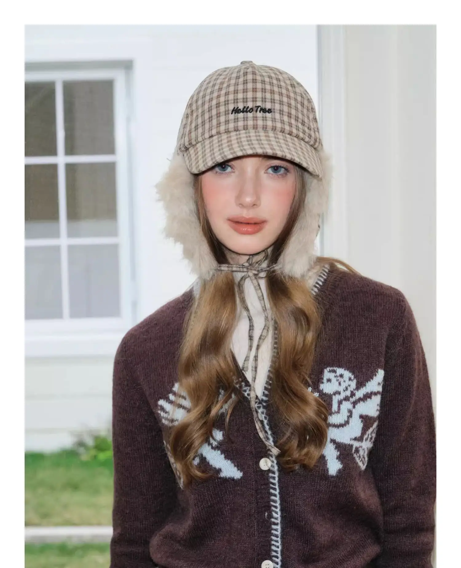 Women Plaid Earflap Cap Warm Winter Cap — feature 12