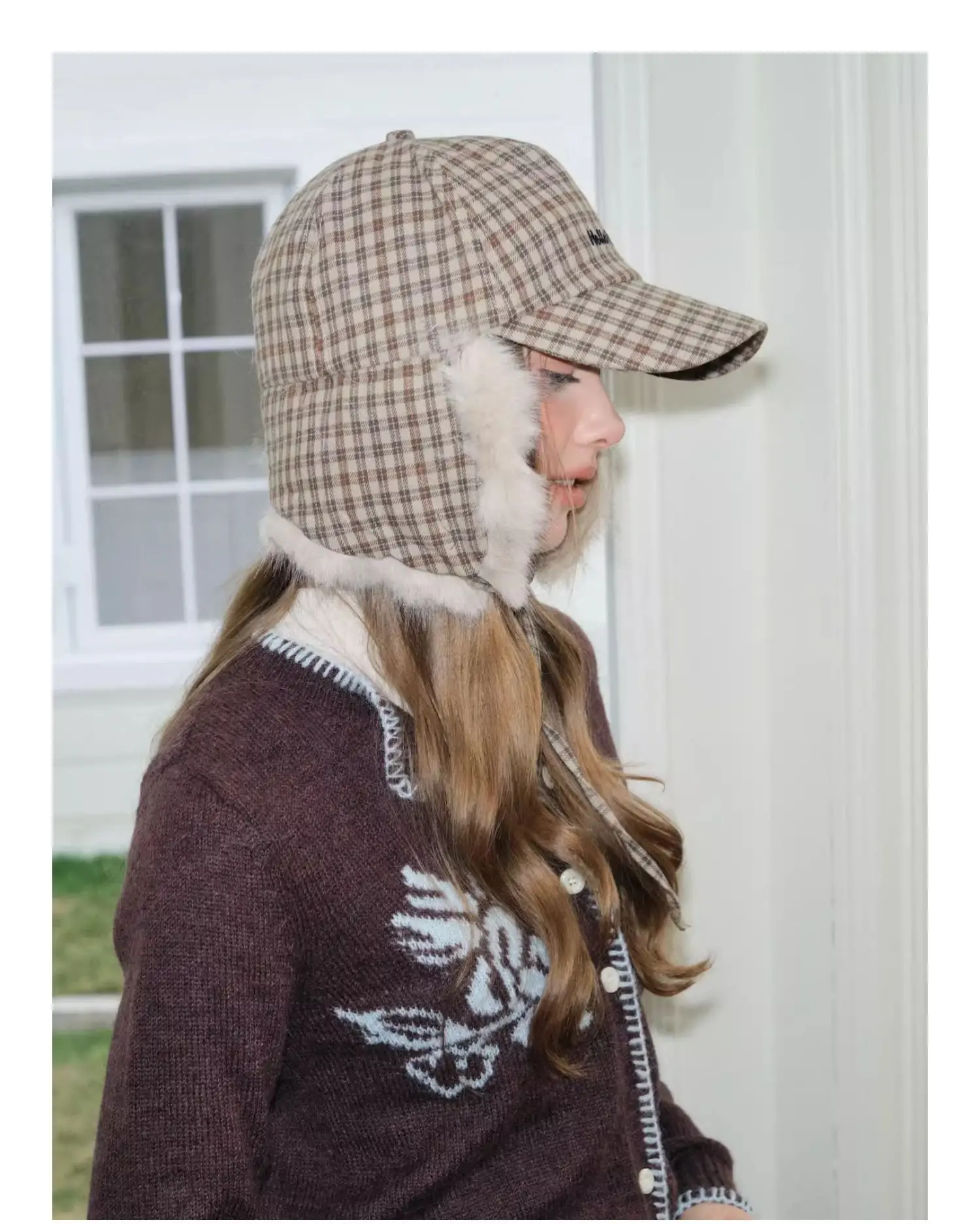 Women Plaid Earflap Cap Warm Winter Cap — feature 13