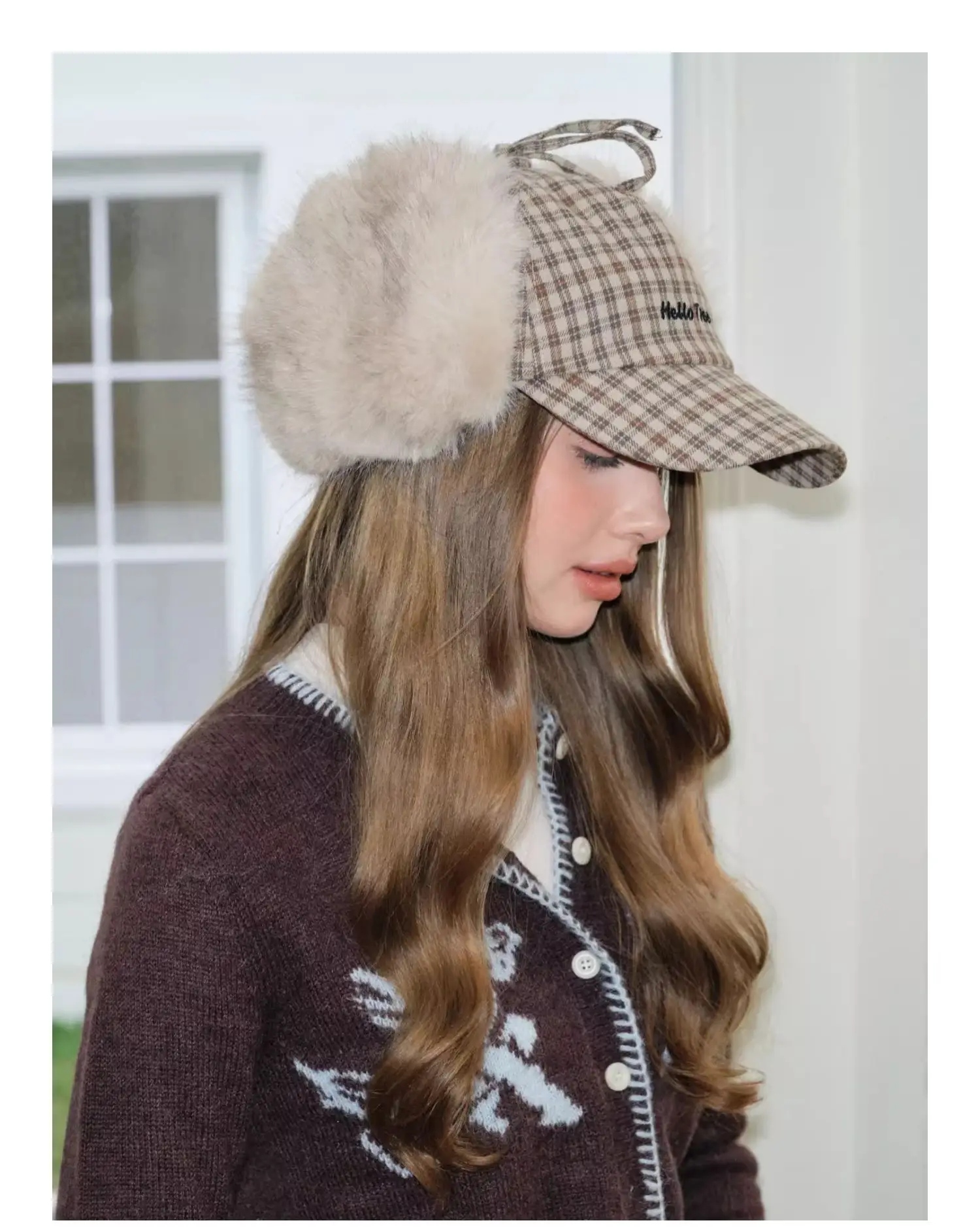 Women Plaid Earflap Cap Warm Winter Cap — feature 8