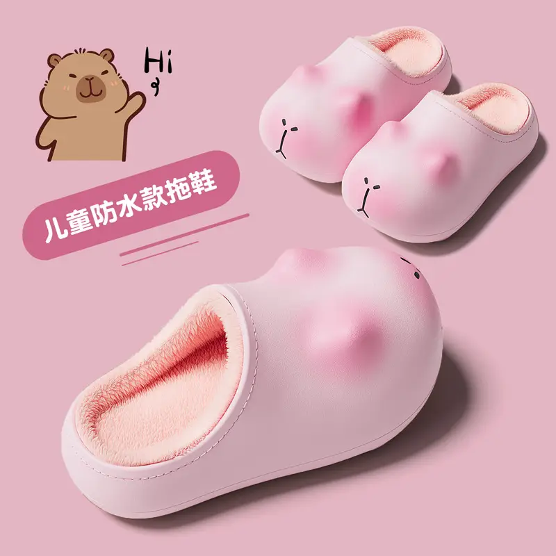 Kapibala Waterproof Cotton Slippers for Women, Parent-Child, Children, Winter Outdoor Wear, Non-Slip, Home Plush Warm Cotton Shoes for Men - Image 8