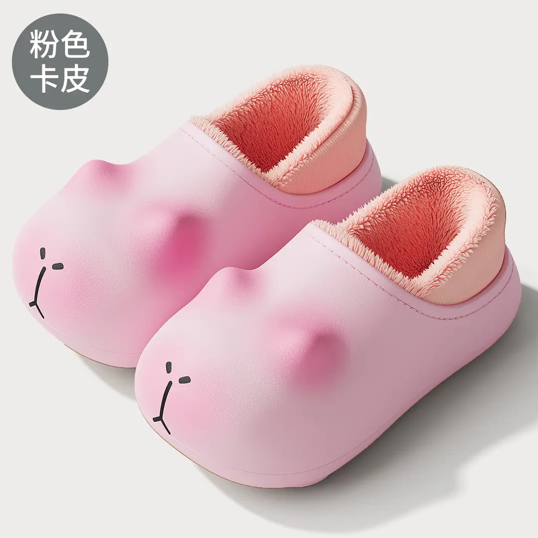 Kapibala Waterproof Cotton Slippers for Women, Parent-Child, Children, Winter Outdoor Wear, Non-Slip, Home Plush Warm Cotton Shoes for Men - Image 3