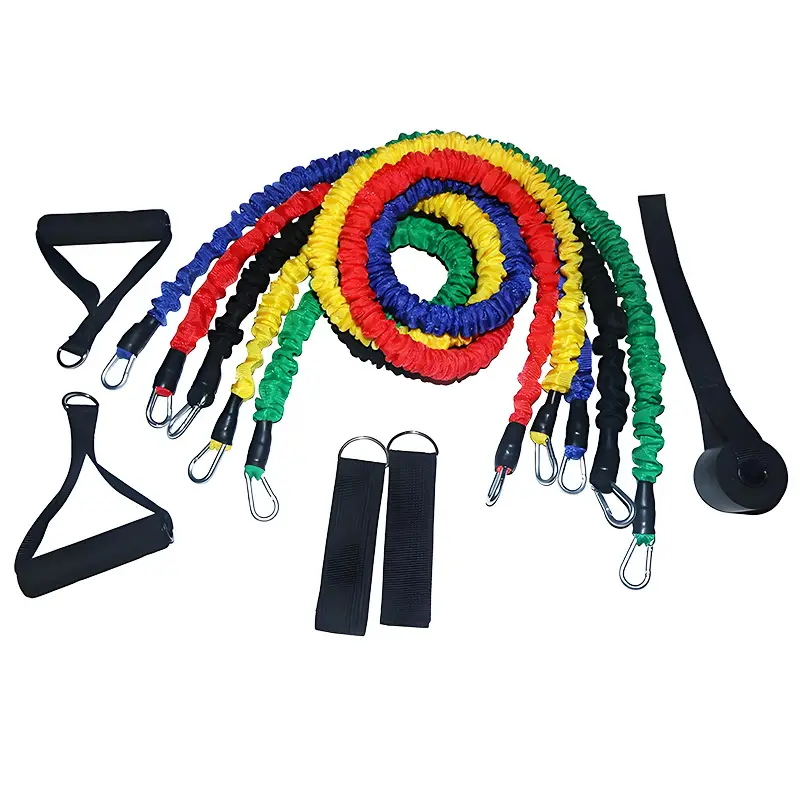 Tension Rope 11-Piece Set Tpe Fitness Puller Amazon Hot Selling Elastic Rope Multifunctional Resistance Rope