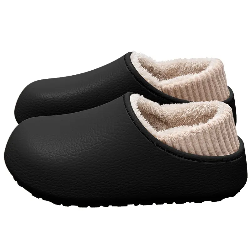 Winter Waterproof Cotton Slippers for Men with Warm Fleece Lined Heel - Image 15