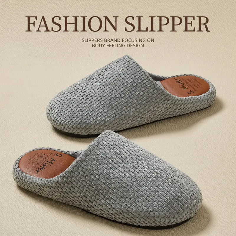 Cotton Slippers for Men in Winter 2025 New Indoor Home Warm Fleece-Lined Anti-Slip Anti-Odor Thick-Soled Classy Cotton Shoes for Women - Image 3
