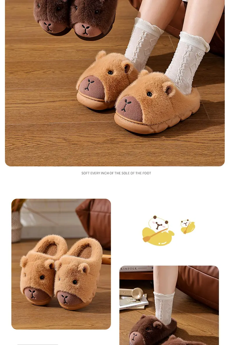 Brown Bear Fleece Lined Winter Slippers for Women — feature 14