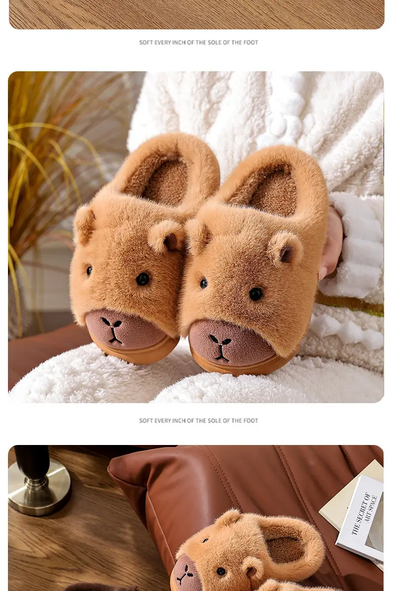 Brown Bear Fleece Lined Winter Slippers for Women — feature 16